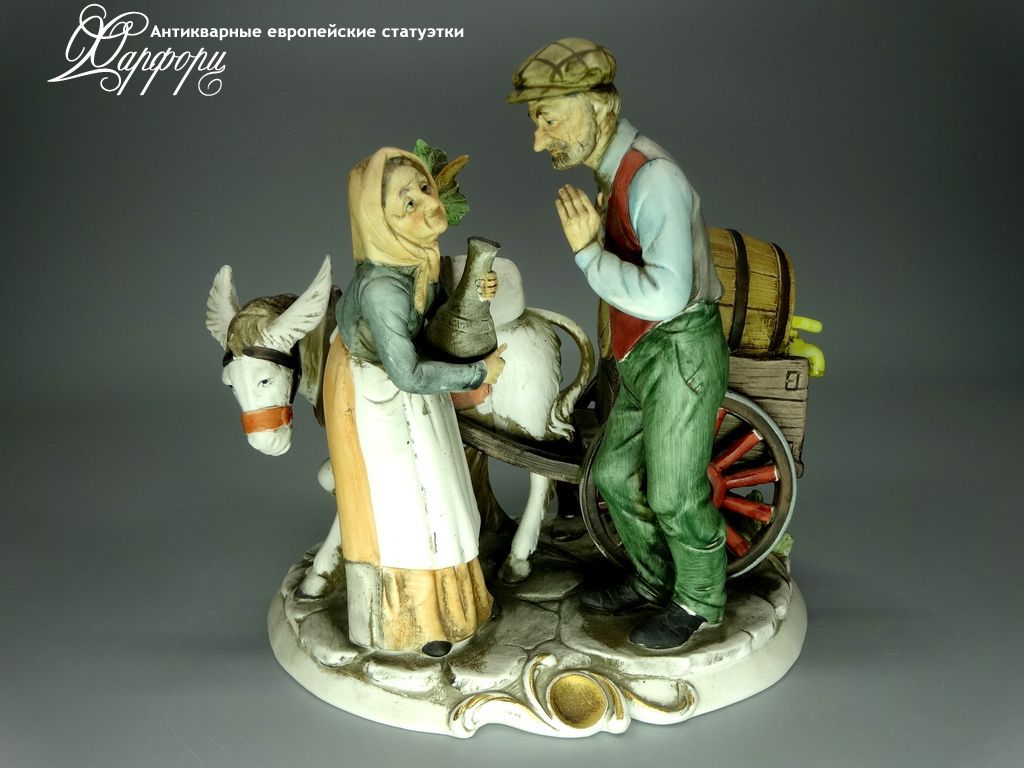 Купить фарфоровую статуэтку Capodimonte Тележка с осликом